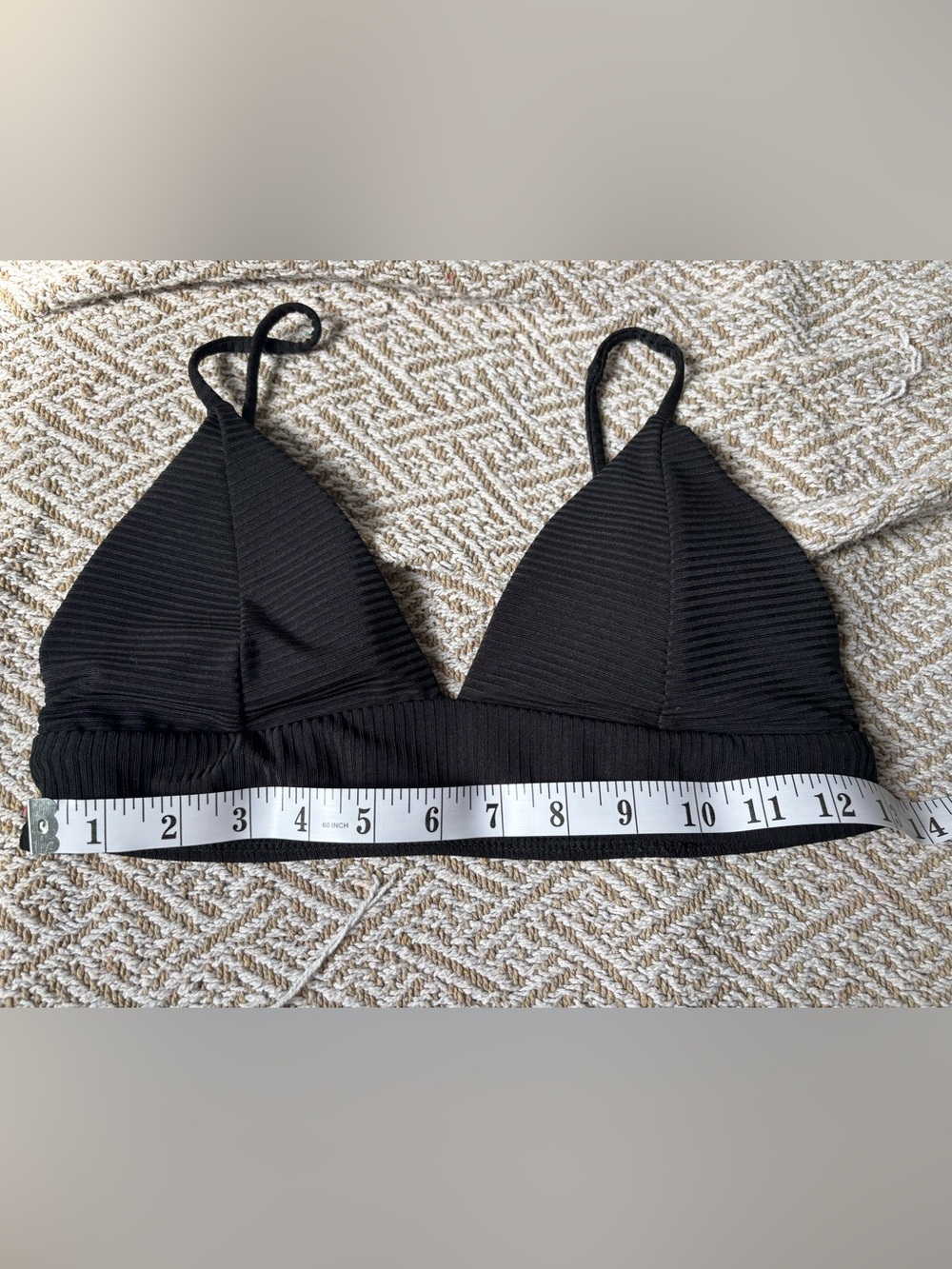 Black Ribbed Triangle Swim Top - XS/S - Picture 4 of 4